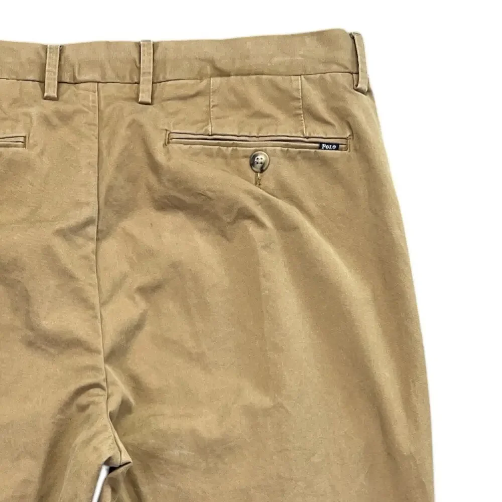 Polo Ralph Lauren Mens Chino Pants Cotton Stretch Tan Khaki 34x32 Classic Fit